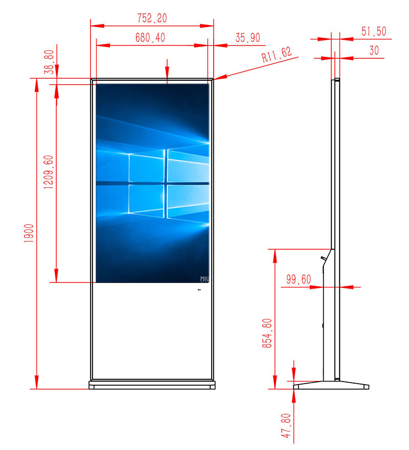 55寸影樓相片展示立式windows紅外觸摸一體機